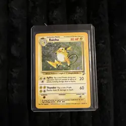 Pokemon TCG Raichu Holo Rare 14/130 Base Set 2 WOTC 2000 Vintage LP - Image 1