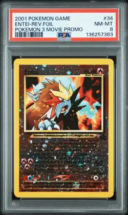 2001 POKEMON GAME MOVIE POKEMON 3 MOVIE PROMO #34 ENTEI-REVERSE FOIL PSA 8 - Image 1