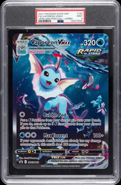 2021 POKEMON SWSH BLACK STAR PROMO #182 FULL ART/VAPOREON VMAX PSA 9 - Image 1