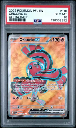 2025 POKEMON PFL EN-PHANTASMAL FLAMES ULTRA RARE #110 ORICORIO EX PSA 10 - Image 1