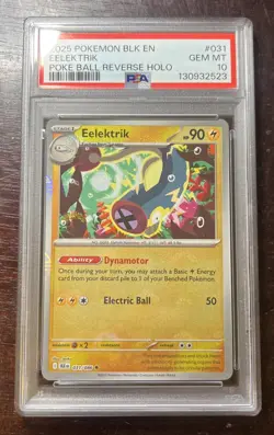2025 POKEMON BLK EN-BLACK BOLT POKE BALL REVERSE HOLO 031 EELEKTRIK PSA 10 POP 3 - Image 1