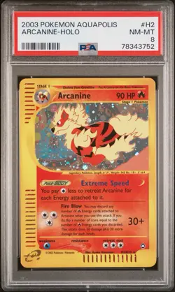 Arcanine H2 Aquapolis Psa 8 2003 Pokemon Holo Near Mint #H2 - Image 1