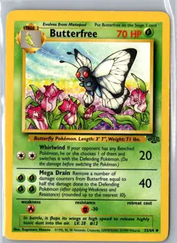 BUTTERFREE 33/64 UNCOMMON JUNGLE POKEMON HP - Image 1