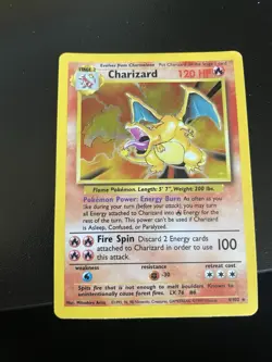 Pokemon TCG Charizard Holo Rare Unlimited Card 4/102 Base Set MP/LP Condition - Image 2