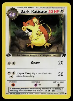 Pokemon Card - Dark Raticate Team Rocket 51/82 Common 1st Edition - Image 1
