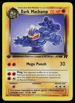 Pokemon Card - Dark Machamp Team Rocket 27/82 Rare 1st Edition - Image 1