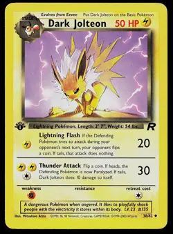 Pokemon Card - Dark Jolteon Team Rocket 38/82 Uncommon 1st Edition - Image 1