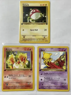Pokemon Team Rocket 1st Edition Near Mint Card Lot Of 3 Ponyta Abra & Voltorb 82 - Image 1