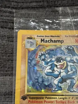 FACTORY SEALED 1999 Pokemon Card 1st Edition Machamp Holo Base Set 8/102 NM - Image 3