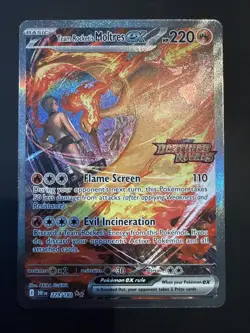 Pokemon TCG Team Rockets Moltres EX Destined Rivals SIR Stamped Promo 229/182 - Image 1