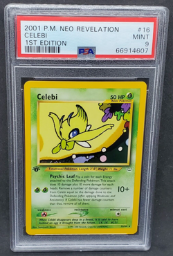 Pokemon PSA 9 MINT Celebi 16/64 Neo Revelation 1st Edition Non-Holo 2001 S#4607 - Image 1