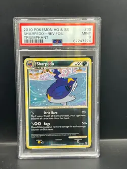 Pokemon PSA 9 MINT Sharpedo 30/102 Triumphant Reverse Holofoil 2010 S#7274 - Image 1