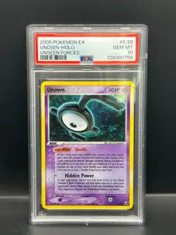 Pokemon PSA 10 GEM MT Unown E/28 EX Unseen Forces Holofoil Rare 2005 S#0758 - Image 1