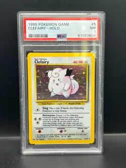 Pokemon PSA 7 NM Clefairy 5/102 Base Set Holofoil 1999 S#9606 - Image 1