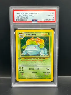 Pokemon PSA 8 NM-MT FRENCH Venusaur (Florizarre) 15/102 Base Set Holo 1st S#5501 - Image 1