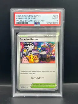 Pokemon PSA 9 Paradise Resort SVP 224 World Championships 2025 STAFF Promo #6806 - Image 1