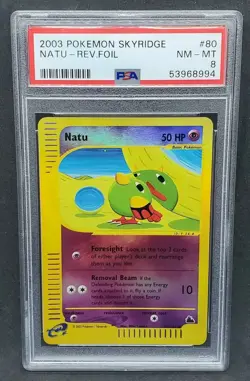 Pokemon PSA 8 NM-MT Natu 80/144 Skyridge Reverse Holofoil 2003 E-Reader Foil - Image 1