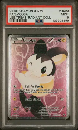2013 POKEMON B&W LEGEND TREASURES RADIANT COLL #RC23 FULL ART/EMOLGA PSA 9 - Image 1