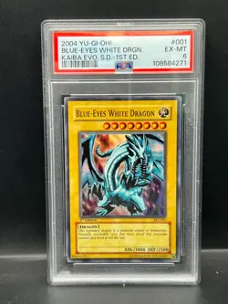 Yugioh PSA 6 EX-MT Blue-Eyes White Dragon SKE-001 Super Rare 1st Ed 2004 S#4271 - Image 1