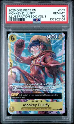 2025 ONE PIECE PROMOS ILLUSTRATION BOX VOL.3 #109 MONKEY D. LUFFY PSA 10 - Image 1
