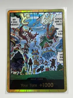 One Piece OP14 textured foil gold Don!! Card Egghead, The Azure Sea's Seven NM - Image 1