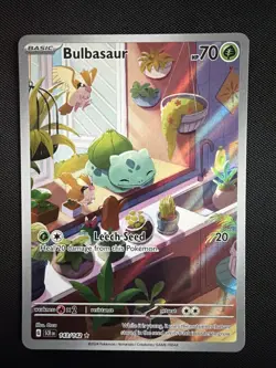 Pokemon TCG Bulbasaur Stellar Crown Illustration Rare Holo Card 143/142 Mint - Image 2