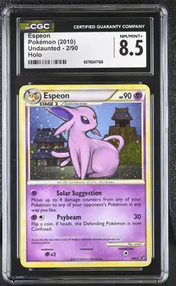 CGC 8.5 Espeon 2010 Undaunted 2/90 Holo Pokemon Card - Image 1