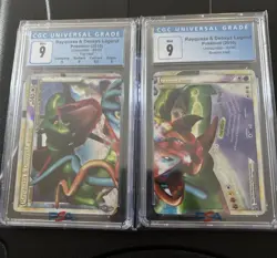 Rayquaza & Deoxys Legend Top and Bottom Card Set CGC 9 Undaunted 2010 - Image 1