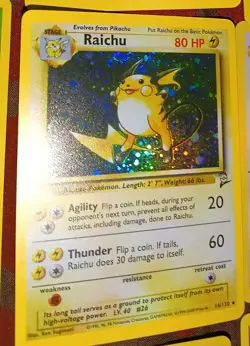 Pokemon TCG Base Set Raichu Holo Card 14/102 Unlimited Holo Rare - Image 1
