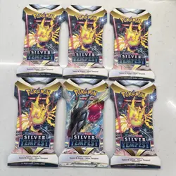 Pokemon Sword and Shield Silver Tempest Booster 6 Packs New 10 Cards Per Pack - Image 1