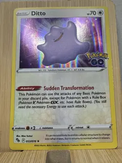 Pokemon TCG Ditto Card 053/078 2022 Pokemon Go Rare Holo NM Condition - Image 2