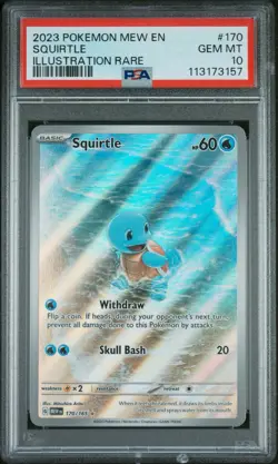 Pokemon Squirtle Holo Card TCG SV Scarlet & Violet 151 Series 170/165 PSA 10 GM - Image 1