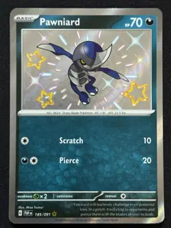 Pawniard - 185/091 - Pokemon TCG Paldean Fates (2024) - NM - Shiny Holo Rare - Image 1