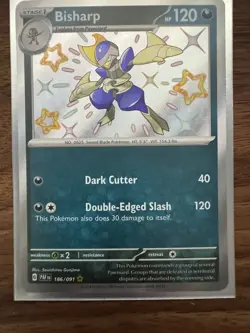 Pokemon TCG Bisharp 186/091 Paldean Fates Shiny Holo Rare Lightly Played LP - Image 1