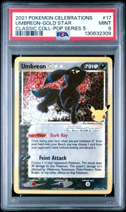 2021 Pokemon Celebrations Umbreon Gold Star Classic Col- Pop Series 5 PSA 9 - Image 1