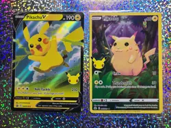 Pokemon TCG: Promo SWSH143 Pikachu V; Celebrations 005/025 Pikachu - Image 1