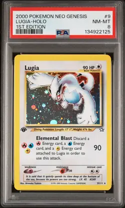 2000 Pokemon Neo Genesis #9 Lugia Holo 1st Edition PSA 8 NM-MT - Image 1