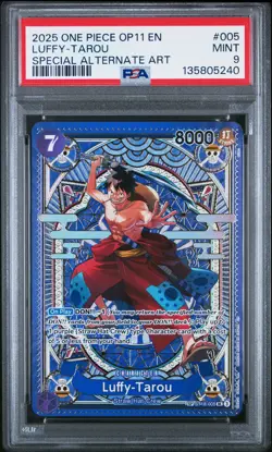 2025 ONE PIECE OP11-A FIST OF DIVINE SPEED #005 LUFFY-TAROU PSA 9 - Image 1