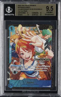 2025 ONE PIECE PROMOS CHAMP 25-26 REGIONALS TOP 64 PRIZE #OP09050 NAMI BGS 9.5 - Image 1
