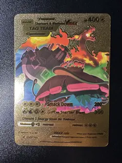 POKEMON Gold Charizard Blastoise Venusaur Vmax Tag Team Card HP 400 Starter - Image 1
