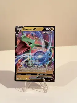 Pokemon TCG Crown Zenith Rayquaza v Ultra Rare Holo Card 100/159 NM Rapid Strike - Image 1