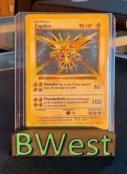 Zapdos Shadowless LP Holo Rare Base Set 16 Pokemon TCG Card 1999 - Image 1
