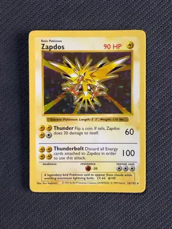 Zapdos Shadowless LP Holo Rare Base Set 16 Pokemon TCG Card 1999 - Image 2