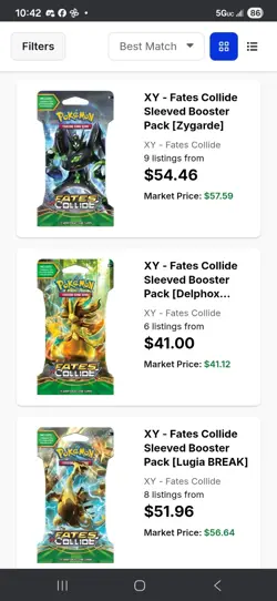 XY Fates Collide Sleeved Booster Packs NewSealed Pokemon Mega Alakazam And Other - Image 2