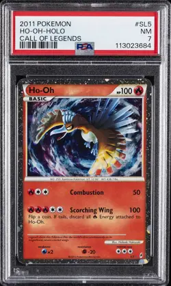 2011 POKEMON CALL OF LEGENDS #SL5 HO-OH-HOLO PSA 7 - Image 1