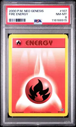 2000 POKEMON NEO GENESIS #107 FIRE ENERGY PSA 8 - Image 1