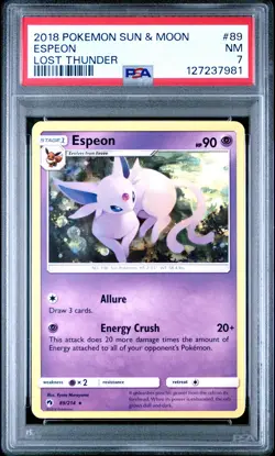 2018 POKEMON SUN & MOON LOST THUNDER #89 ESPEON PSA 7 - Image 1