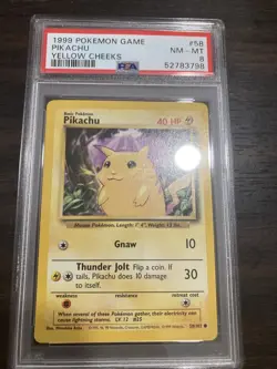 1999 Pokemon Game Base Set #58 Pikachu Yellow Cheeks PSA 8 NM-MINT - Image 1