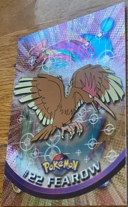 1999 Topps Pokemon TV Animation FEAROW #22 Texture Holo Silver Foil Black Logo - Image 1