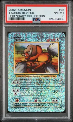 2002 POKEMON LEGEND COLL #65 TAUROS-REVERSE FOIL PSA 8 - Image 1